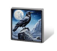 Black Crow Moon Funny Lapel Pins Square Brooch Tie Suit Dress Accessories for Men Women Wedding Birthday
