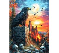 Black Crow on A Castle Wall at Sunset 500 Piece Jigsaw Puzzle for Adults Teens Wildlife Pet Jigsaw Office Break Relaxation Challenging Puzzle for Colleagues Home Decor 500 PCS