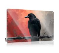 Black Crow On A Wire: A Mysterious Artwork Camper Van Accessories Camping Hanging | Chic Tin Metal Decor Reusable Vintage Metal Wall Decor(20X30CM)