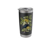 Black Crow On Branch Botanical Vintage Raven Wildlife Stainless Steel Insulated Tumbler