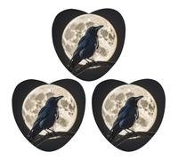 Black Crow on Full Moon Car Air Freshener, 3 Pcs Love form Hanging Air Freshener Cards, Long Lasting Fragrance Scented Cards for Car, Home, Office Black-style