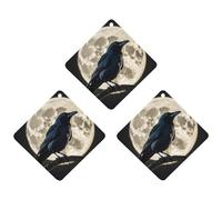 Black Crow on Full Moon Car Air Freshener, 3 Pcs Rhombus Hanging Air Freshener Cards, Long Lasting Fragrance Scented Cards for Car, Home, Office Black-style