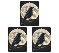 Black Crow on Full Moon Car Air Freshener, 3 Pcs Square Hanging Air Freshener Cards, Long Lasting Fragrance Scented Cards for Car, Home, Office Black-style