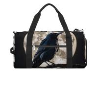 Black Crow on Full Moon Gym Bag for Men Women, Waterproof Gym Tote Bags, Large Duffel Bag for Travel Workout