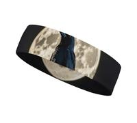 Black Crow on Full Moon Headbands for Women & Men Sports Headband, Fits All Head Sizes, Ultra Absorbent & Non-Slip Sweatband for Running, Yoga, Gym