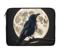 Black Crow on Full Moon Laptop Sleeve Case 15inch, Shockproof Protective Case, 10-17 Inch Computer Sleeve, Water Resistant Laptop Briefcase for Men Women Compatible with MacBook Air/Notebook/Tablet