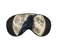 Black Crow on Full Moon Sleep Mask with Adjustable Strap, Breathable Sleep Masks for Women Men, Soft Eye Mask for Side Sleepers, Travel, Office Nap, Airplane & Blocking Light
