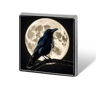 Black Crow on Full Moon Square Lapel Pins Backpack Pin Cute Brooch Decoration Brooches for Women Men Fashion Button Badges for Hat Backpacks Purses Jackets Shirt Suit