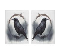 Black Crow Passport Holder for Women Men PU Leather Passport Travel Wallet with Multiple Pockets