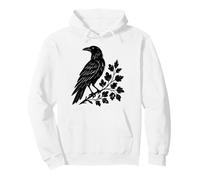 Black Crow Raven Bird Silhouette Distressed Pullover Hoodie