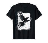 Black Crow Raven Bird Silhouette Splash T-Shirt