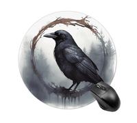 Black Crow Round Mouse Pad Funny Mousepad with Non-Slip Rubber Base 7.8 Inch Waterproof Office Mouse Pad Premium Textured for Laptop Computer