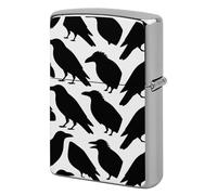 Black Crow Silhouette Lighter Case Metal Double-Sided Lighter Cover Pocket Lighters Sleeve Windproof Lighters Accessories for Men Women