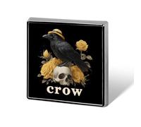 Black Crow Skull Rose Brooch Pins for Men Women Square Badge Collar Lapel Pins for Dress Jacket Accessories