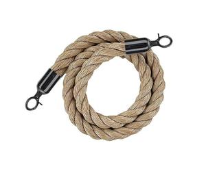 Black Crowd Control Rope 1.5m Hemp Barrier with Hooks for Hotel Reception Safety Post Stanchion Use - and Stylish Queue Management Solution