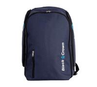 Black Crown - Focus Blue Backpack for Padel, Exterior 30% EVA and 70% PVC, Interior 100% Polyester, Ergonomic and Functional Design, Ideal for Padel Players, Black/White, M
