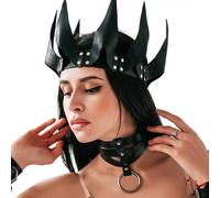 Black Crown Leather Crown Gothic Crowns Women Bride Headband Gothic Headpiece Leather Headband Halloween Headband Adult
