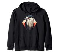 Black crowned Night Heron Geometric Patten Art,Cute Bird Lov Zip Hoodie