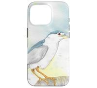 Black crowned Night Heron Watercolor Illustration Case for iPhone 16 Pro