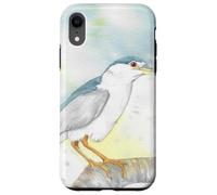 Black crowned Night Heron Watercolor Illustration Case for iPhone XR