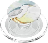 Black crowned Night Heron Watercolor Illustration PopSockets PopGrip for MagSafe
