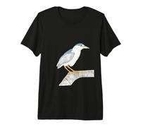 Black Crowned Night Heron Watercolor Illustration Premium T-Shirt