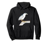 Black crowned Night Heron Watercolor Illustration Pullover Hoodie