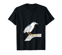 Black Crowned Night Heron Watercolor Illustration T-Shirt