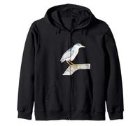 Black crowned Night Heron Watercolor Illustration Zip Hoodie