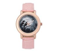 Black Crows Under Full Moon Wrist Watches for Women Men Quartz Stainless Steel Watch Easy to Read