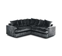 (Black Crushed Velvet) Ferguson Symmetrical 5 Seater Corner Sofa
