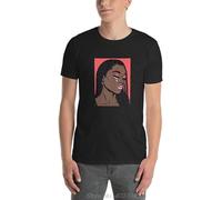 Black Crying Comic Girl Unisex T-Shirt Sad Woman African American Pop Art Model Top Harajuku Short Sleeve Shirt Tees Black(Small)