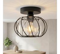 Black Crystal Ceiling Light 18cm with Bulb, Modern Elegant Semi Flush Ceiling Fitting, Compact Crystal Light Fixture for Bedroom, Living Room, Kitchen, or Hallway, Easy Installation, Luxury Home Décor