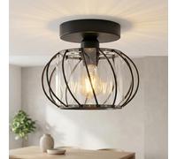 Black Crystal Ceiling Light 18cm with Bulb Modern Elegant Semi Flush Fitting Compact Light Fixture for Bedroom Living Room Kitchen Hallway E27 LED Compatible Easy Installation Luxury Decor Trendy Home