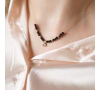 Black Crystal Round Zircon Charm Minimalistic Mangalsutra Necklace The Colourful Aura Black One Size