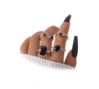 Black Crystal Statement Rings for Women Chunky Stacked Knuckle Rings Set Vintage Midi Finger Ring Punk Vintage Bachelor Party Jewelry Gift, M, Metal, No Gemstone