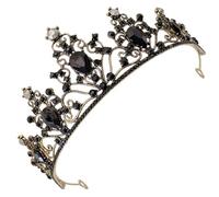 Black Crystal Tiara Crown Headpiece for Wedding and Festival | Zinc Alloy with Rhinestones, Delicate Eye-catching Style, Stays Firmly on Head, Comfortable for Women