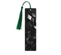 Black Cubes Wood Bookmark for Men Women Reading Wooden Bookmarks Unique Handmade Book Marks with Tassel Pendant Craft Bookmark for Book Lovers Birthday Teachers Gift