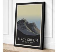 Black Cuillin Peak Minimalist Canvas Wall Art Print 24x16 Inch (61 x 41 cm)