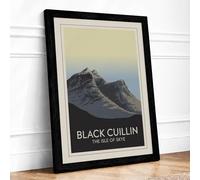 Black Cuillin Peak Minimalist Framed Wall Art Print A3 (42×29.7cm) Black,