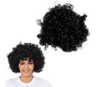 Black Curly Wig I Love Fancy Dress Black 3 Pack