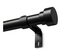 Black Curtain Pole Metal Extendable Curtain Rods Door Curtain Poles for Eyelet Curtains, Black 76 to 152cm