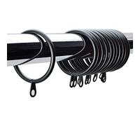 Black Curtain Pole Rings 30mm Strong Metal Curtain Hanging Rings with Sliding Eyelet Rings Hanging Rings Curtain Eyelet Rings Pack of 12