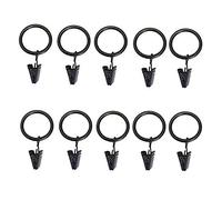Black Curtain Pole Rings with Clips 28mm Metal Hanging Rings With Clips for Curtains Hanging Curtain Pole Ring and Clips Pack of 20.