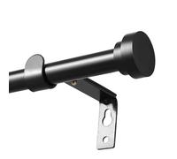 Black Curtain Poles for Eyelet Curtains,16mm Voile Curtain Pole 67-107cm,Metal Extendable Curtain Rod with Adjustable Brackets for Bedroom, Living Room