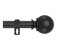 Black Curtain Poles for Eyelet Curtains,70-190cm Curtain Rod with Round Finial Heavy Duty Decorative Windows Drapery Rods