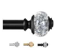 Black Curtain Poles for Eyelet Curtains 80 to 365 cm, USFOOK Heavy Duty Extra Long Curtain Rods for Living Room, 22mm Telescopic Curtain Pole with Brackets