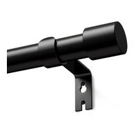 Black Curtain Poles for Eyelet Curtains Metal Extendable Curtain Rod Adjustable Voile Curtain Poles for Windows Door (Black, 76 to 152cm)