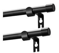 Black Curtain Rods 2 Pack, 5/8 Inch Small Curtain Rods for Windows 32 to 120 Inch Stainless Steel with Brackets Easy to Install for Bedroom Living room Bathroom Kitchen