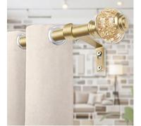 Black Curtain Rods 71cm-122cm 122cm-213cm Heavy Duty Adjustable Curtain Rod Telescoping Splicing Drapery Rods for Windows Bedroom Living Room Kitchen Translucent Finials(Gold,122cm-213cm)